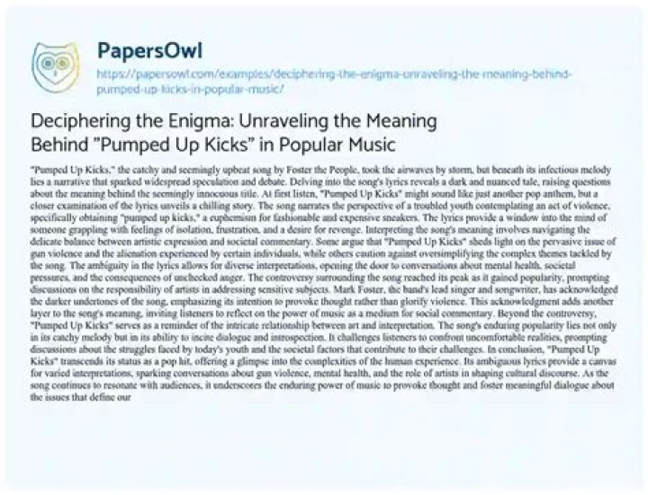Craft A Compelling Story: The Meaning Behind "Pumped Up Kicks" Lyrics